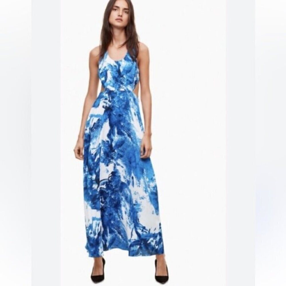 Aritzia Talula Peekaboo Maxi Dress Blue White XS